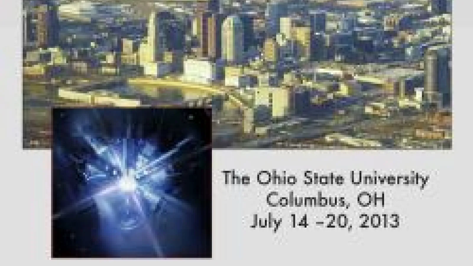 2013 HEDP summer school flyer showcasing an aerial view of Columbus